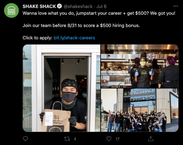 shake shack twitter post